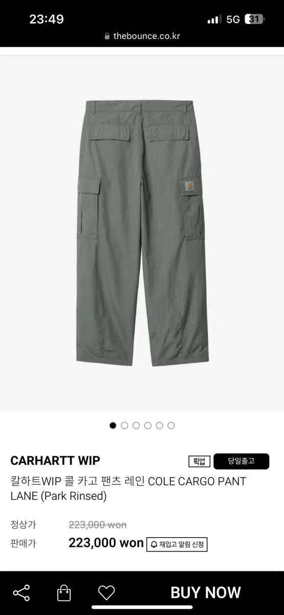 칼하트윕 콜 카고 팬츠 레인 COLE CARGO PANT LANE (Pa